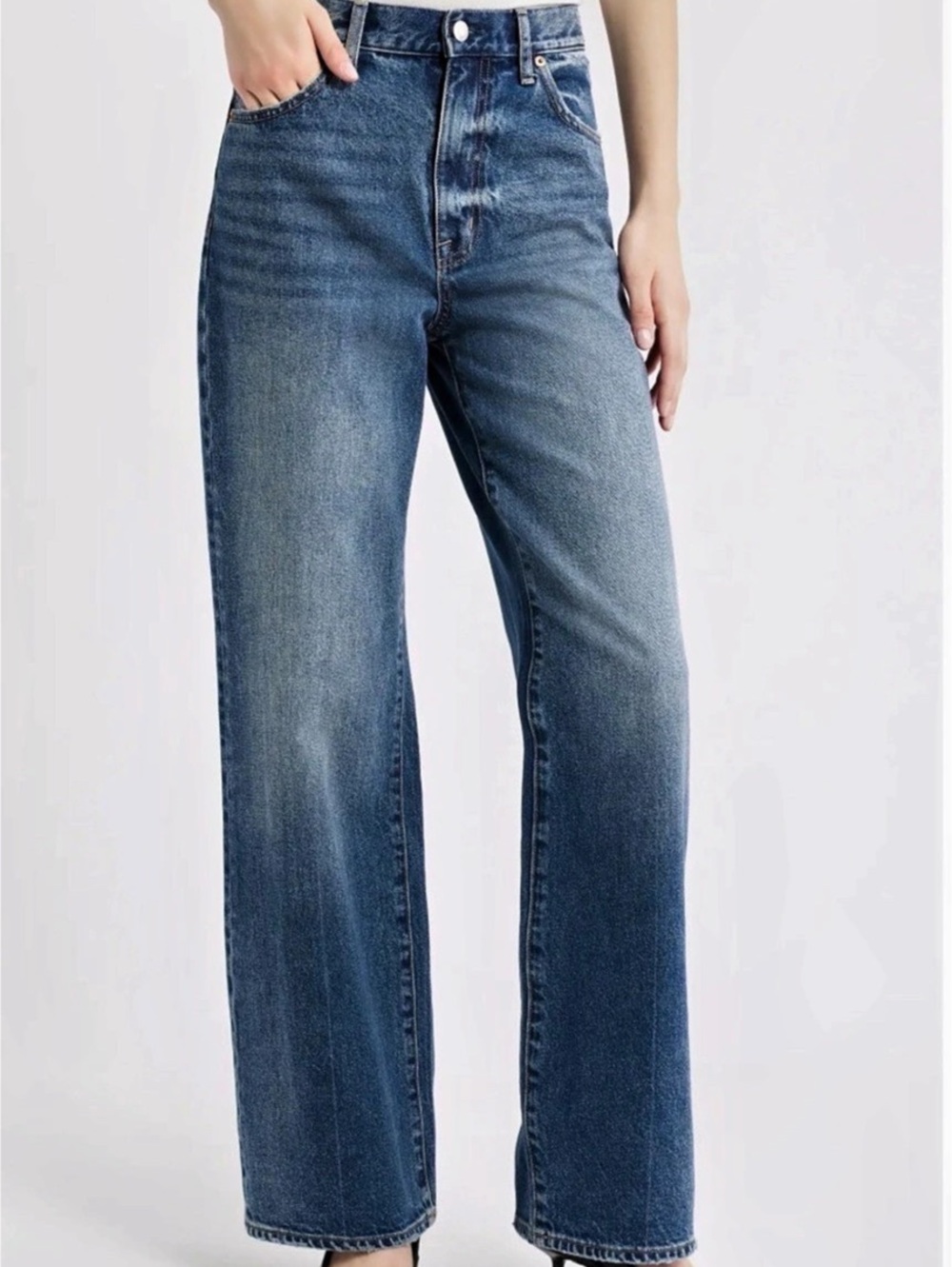 Pistola Hendrix Wide Leg Distressed Apprentice Blue Jeans Size 25